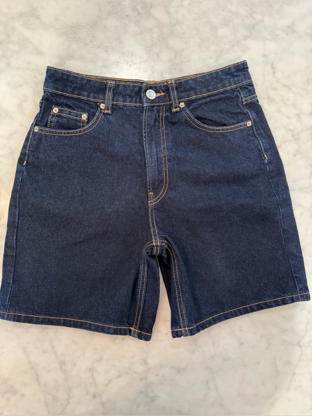 Zara Dark Indigo Jeans with Contrast Stitching